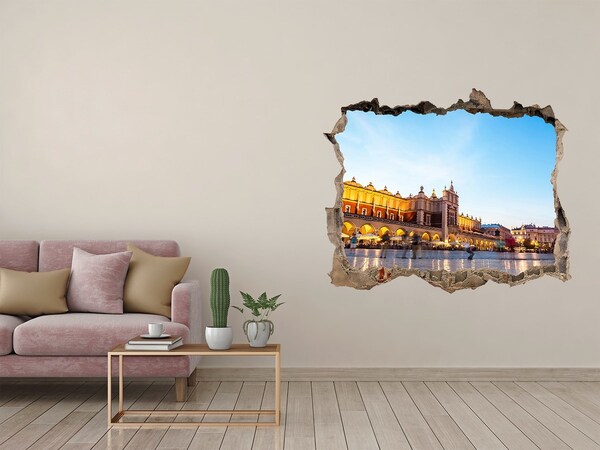 Sticker mural effet trou Cracovie au coucher du soleil