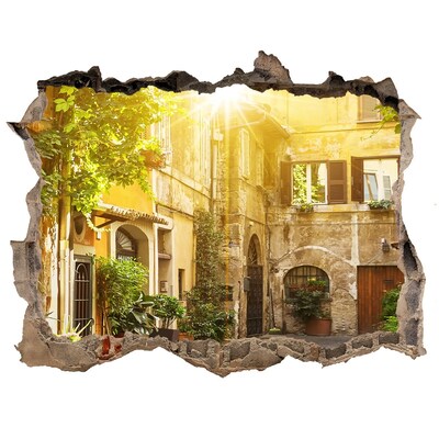 Sticker mural effet trou Une charmante cour dans une ville ensoleillée