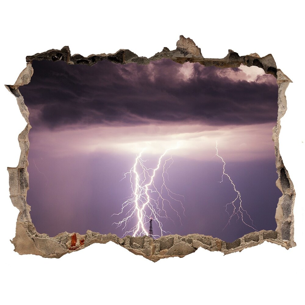 Sticker mural effet trou Orage pierre