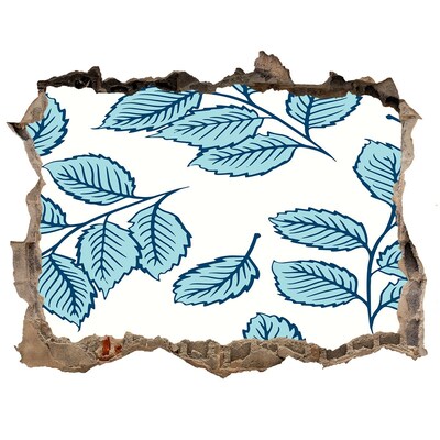 Autocollant à effet 3d trou Feuilles vertes sur fond de mur