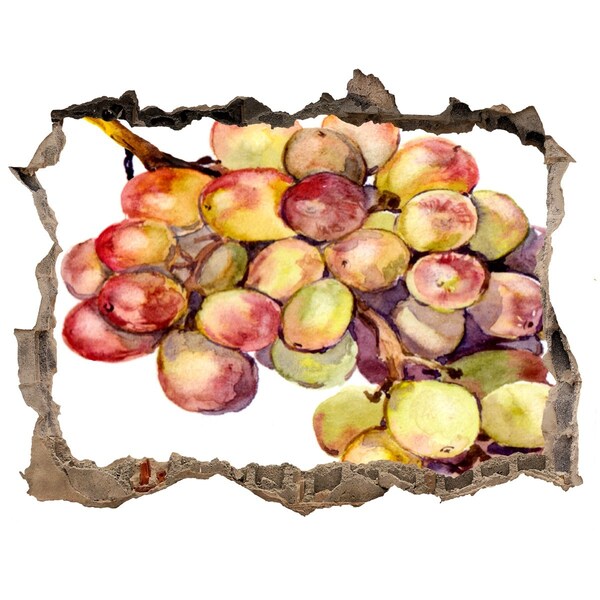 Autocollant à effet 3d trou Des fruits dans un trou dans le mur