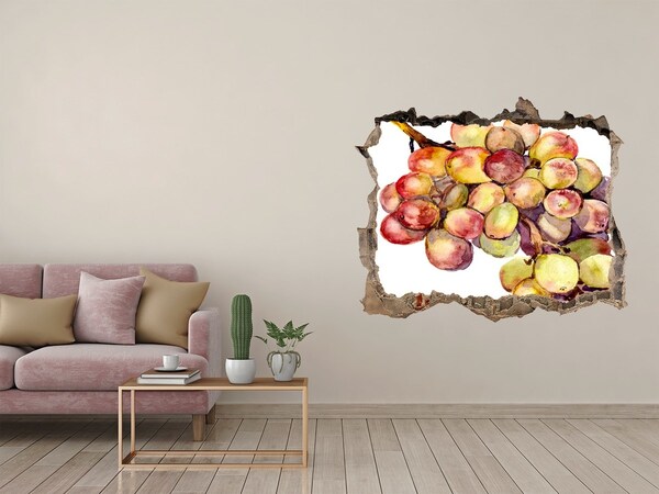 Autocollant à effet 3d trou Des fruits dans un trou dans le mur