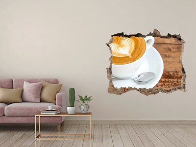 Autocollant à effet 3d trou Du café dans un mur délabré