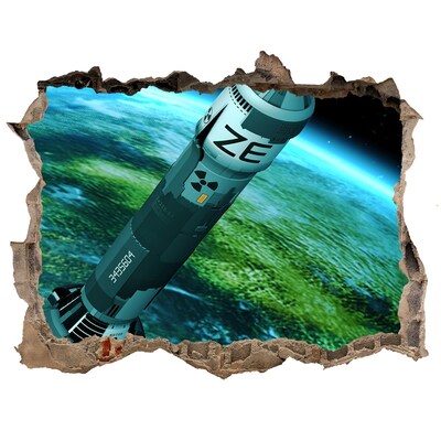 Sticker mural effet trou Fusée dans l'espace