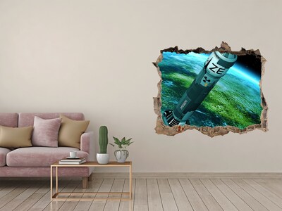 Sticker mural effet trou Fusée dans l'espace