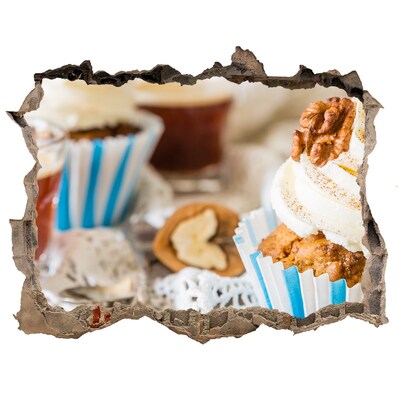 Autocollant à effet 3d trou Un paradis sucré avec des cupcakes