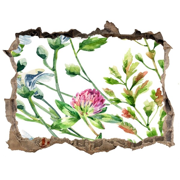 Sticker trou dans le mur Fleurs sauvages pierre