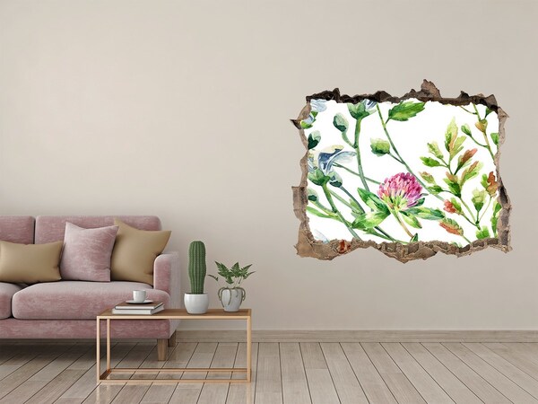 Sticker trou dans le mur Fleurs sauvages pierre