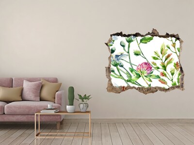 Sticker trou dans le mur Fleurs sauvages pierre
