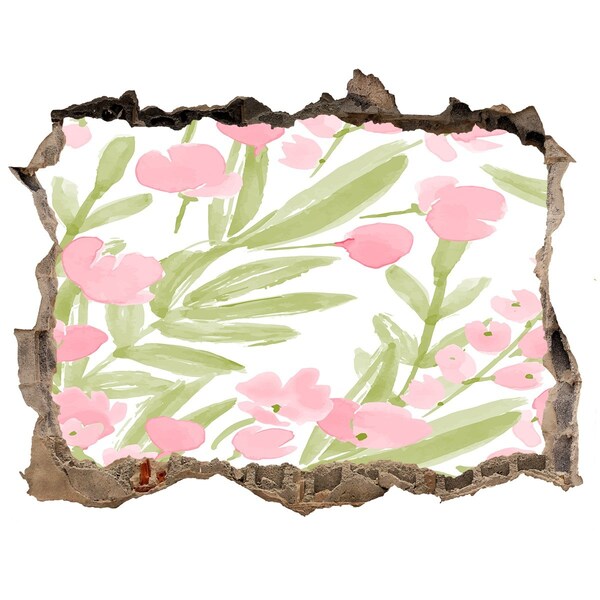 Autocollant mural trou Motif floral trou dans le mur