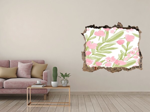 Autocollant mural trou Motif floral trou dans le mur