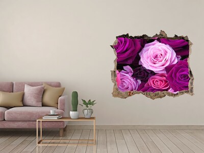 Sticker mural effet trou Des roses plantes pierre