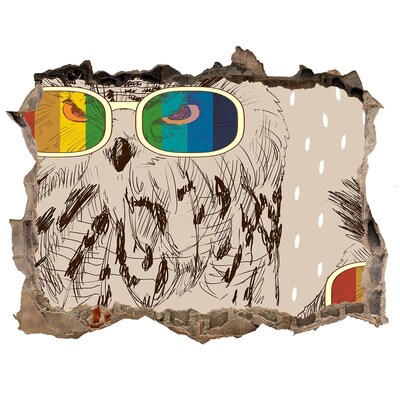 Autocollant mural trou L'œil du hibou dans un trou dans le mur