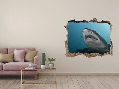 Sticker trou dans le mur Requin dans le monde sous-marin