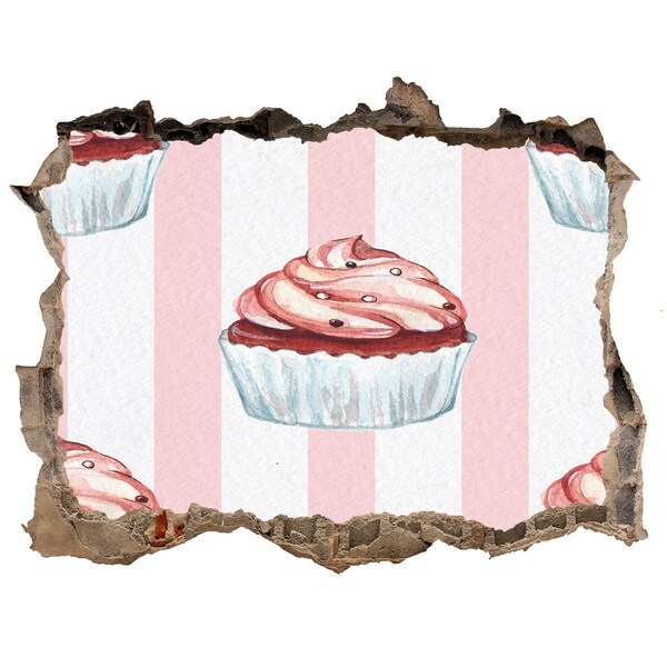 Sticker trou dans le mur Cupcake dans un trou dans le mur