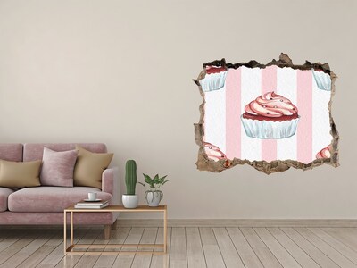 Sticker trou dans le mur Cupcake dans un trou dans le mur