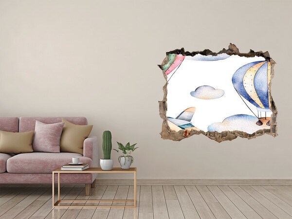 Sticker mural effet trou Vol en ballon au-dessus des nuages
