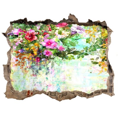 Sticker trou dans le mur Un paradis fleuri derrière le mur