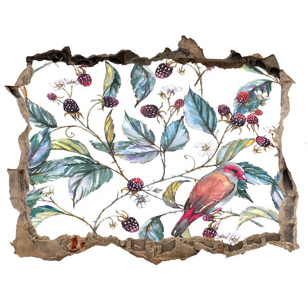 Autocollant mural trou Un oiseau parmi les mûres