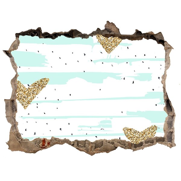 Autocollant à effet 3d trou Trou dans le mur avec des cœurs