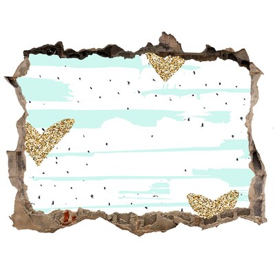 Autocollant à effet 3d trou Trou dans le mur avec des cœurs