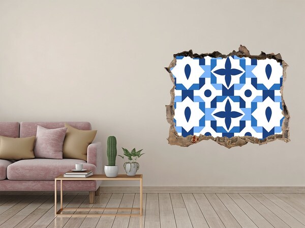 Autocollant à effet 3d trou Motifs bleus sur le mur
