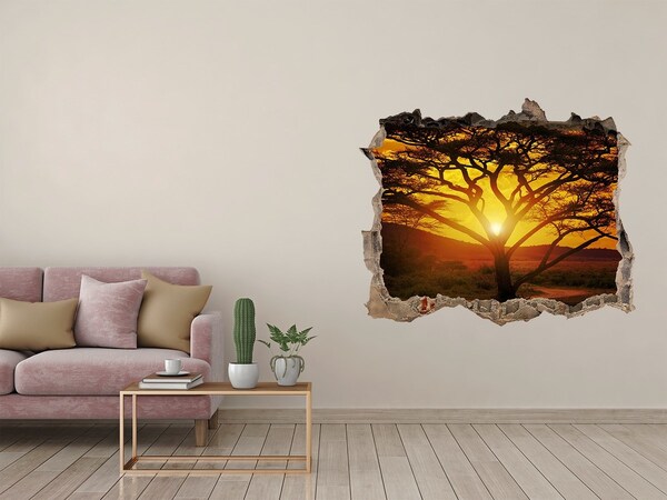 Autocollant mural trou Coucher de soleil dans la savane africaine
