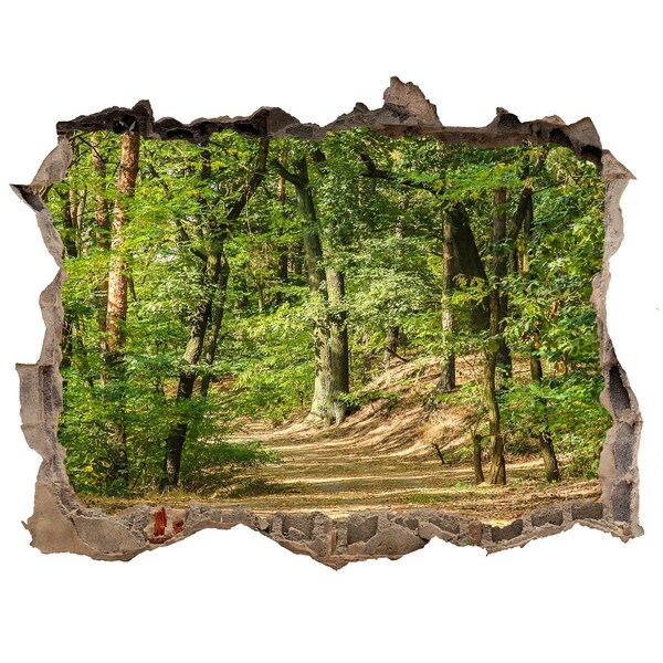 Sticker mural effet trou Forêt verte dans un trou dans le mur