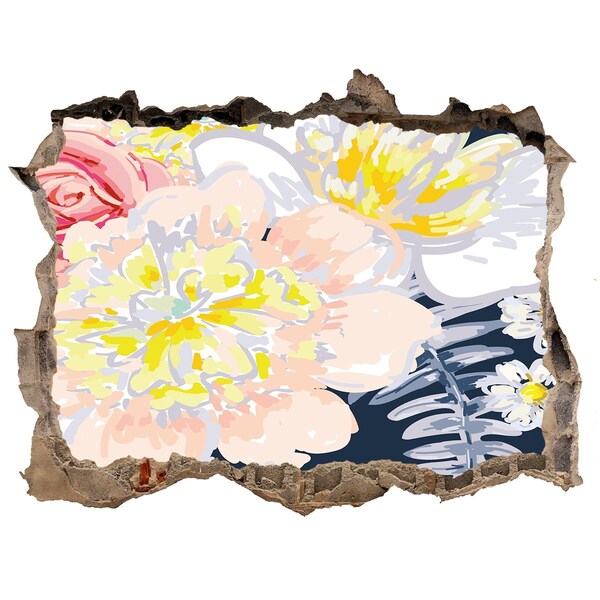 Sticker trou dans le mur Jardin fleuri derrière le mur