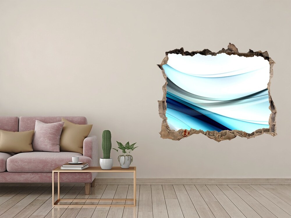 Sticker trou dans le mur Vagues bleues abstraites pierre