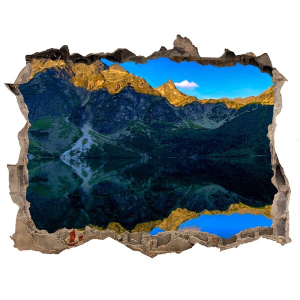 Sticker mural effet trou Paysage montagneux avec un lac