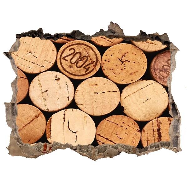 Autocollant mural trou Bouchons de vin derrière le mur