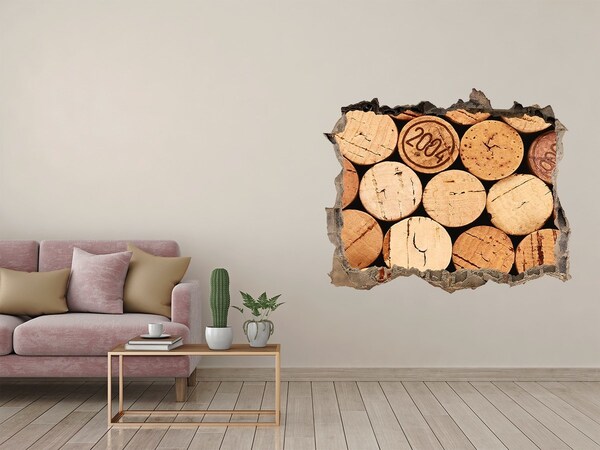 Autocollant mural trou Bouchons de vin derrière le mur