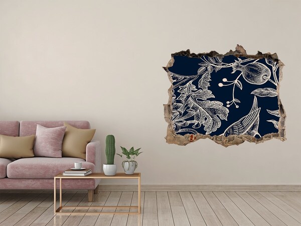 Autocollant mural trou Un oiseau sur fond de végétation