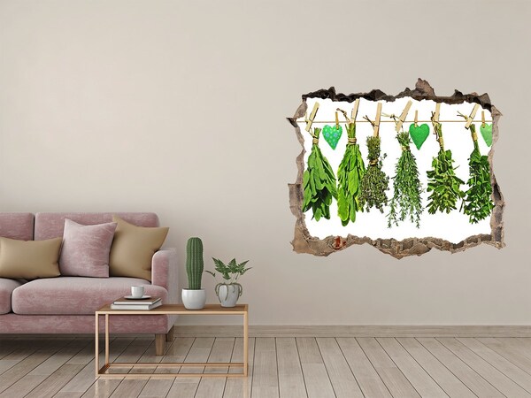 Autocollant à effet 3d trou Jardin d'herbes aromatiques caché dans un mur