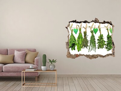 Autocollant à effet 3d trou Jardin d'herbes aromatiques caché dans un mur