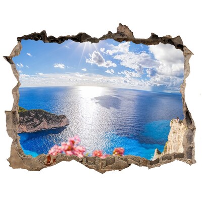 Autocollant à effet 3d trou Vue depuis la falaise surplombant la mer