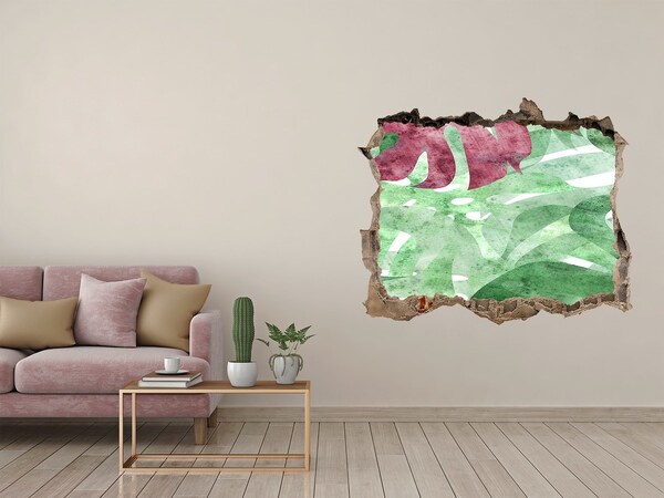 Sticker trou dans le mur jungle tropicale