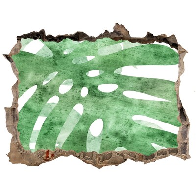 Autocollant mural trou Feuille verte dans un mur endommagé