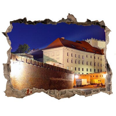 Sticker mural effet trou Le château dans les décors nocturnes