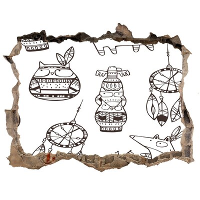 Autocollant à effet 3d trou Motifs ethniques en fond de mur