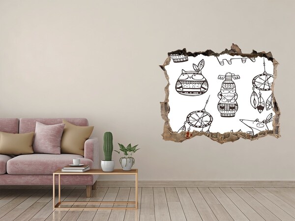 Autocollant à effet 3d trou Motifs ethniques en fond de mur