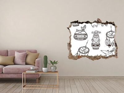 Autocollant à effet 3d trou Motifs ethniques en fond de mur