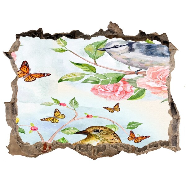 Autocollant mural trou Oiseaux dans la roseraie