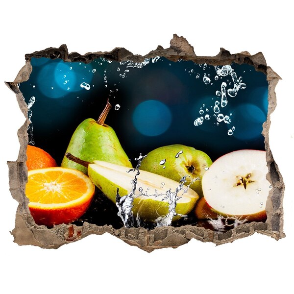 Sticker mural effet trou Cascade de fruits