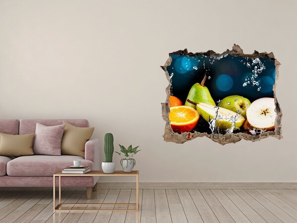 Sticker mural effet trou Cascade de fruits