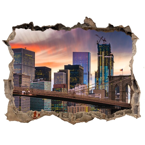 Autocollant mural trou Le pont de Brooklyn à New York