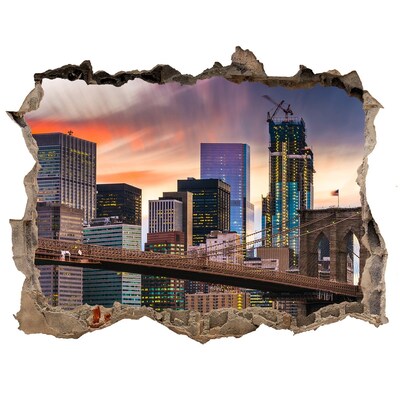 Autocollant mural trou Le pont de Brooklyn à New York