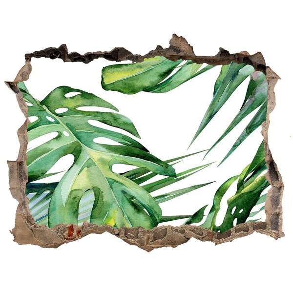 Autocollant à effet 3d trou Feuilles exotiques pierre