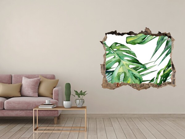 Autocollant à effet 3d trou Feuilles exotiques pierre